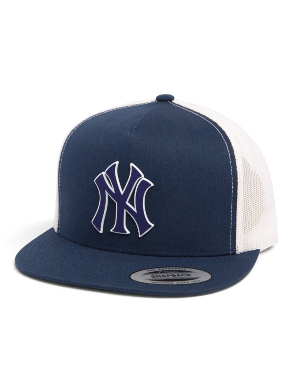 New York Yankees NY Navy 3D YP Snapback Flat Bill Trucker Hat- Navy/ White